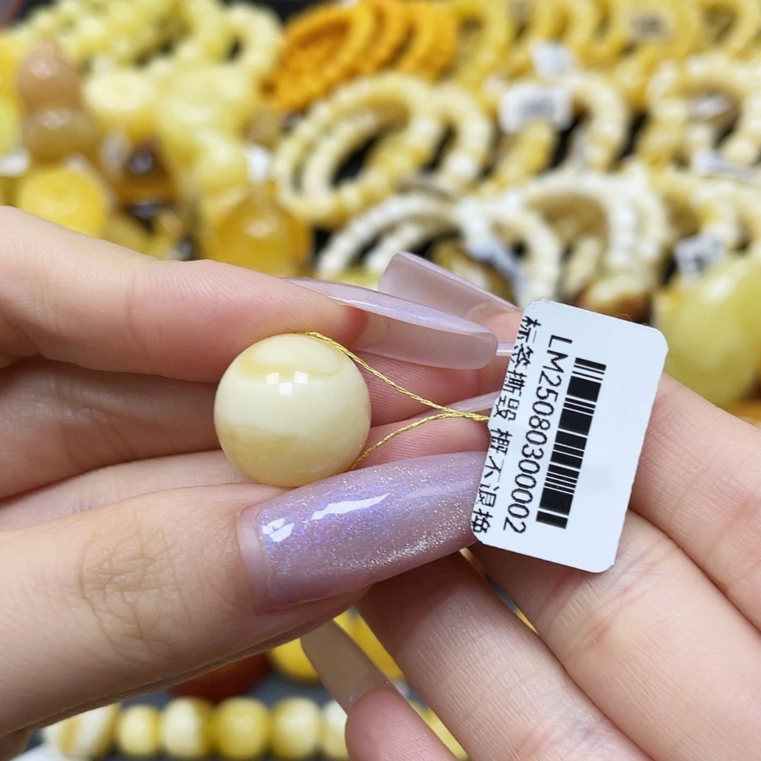 琥珀未镶嵌裸石沁色圆珠16mm福利