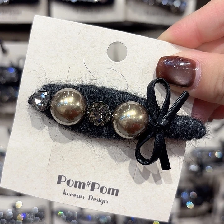 布艺铁合金灰色叶子珍珠压夹一个