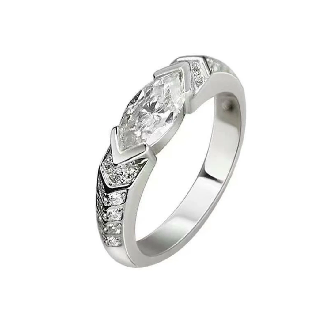 925银莫桑石戒指 荷鲁斯之眼｜异形1克拉小众白色气质轻奢百搭简约