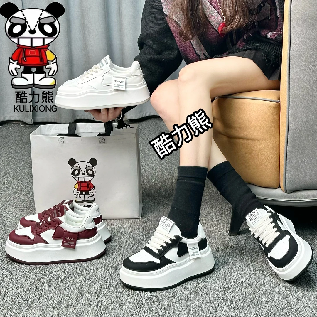 海浪 酷力熊  厚底小白鞋板鞋女2025年春新款板鞋休闲运动鞋6280