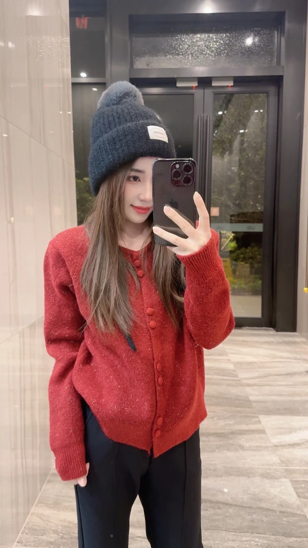 奈奈妮【红颜悦裳】毛衣针织秋冬圆领纯色时尚百搭5563