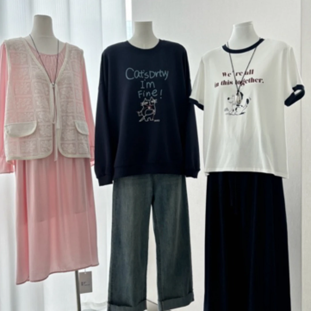 【69-149】145斤的多多推荐～T恤INS风宽松型休闲短袖温柔风卡通气质