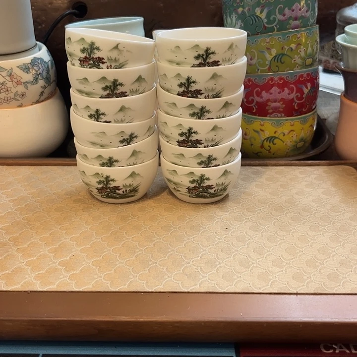 瓷片陶瓷单杯微瑕12个山水人家