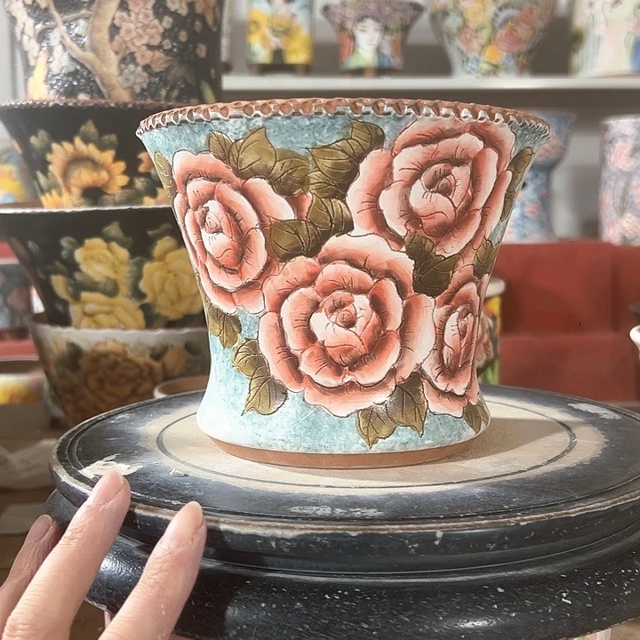 景德镇手绘花盆 满38包邮