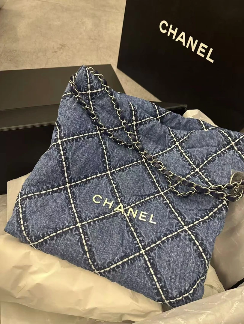 99新 Chanel/香奈儿 牛仔外缝线22bag包 小号 14333729