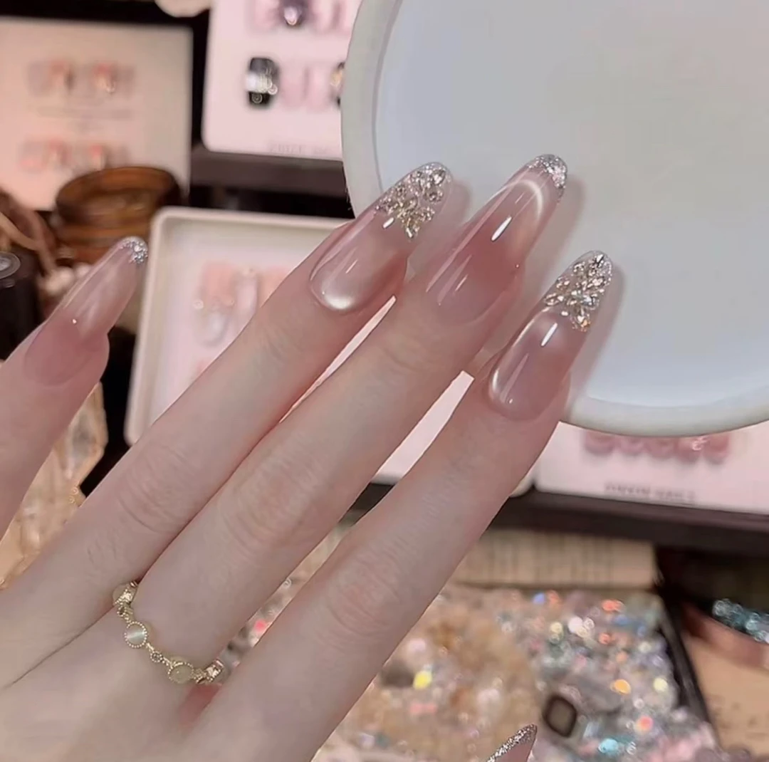 【不遗憾】纯手工穿戴甲纯欲气质猫眼光疗高级纯手作美甲片10片装