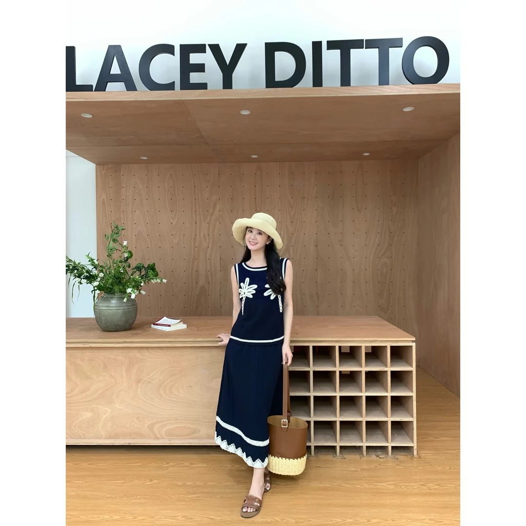 LaceyToDitto 2025 6/24【藏浪屿】天丝亚麻双层立体刺绣半裙