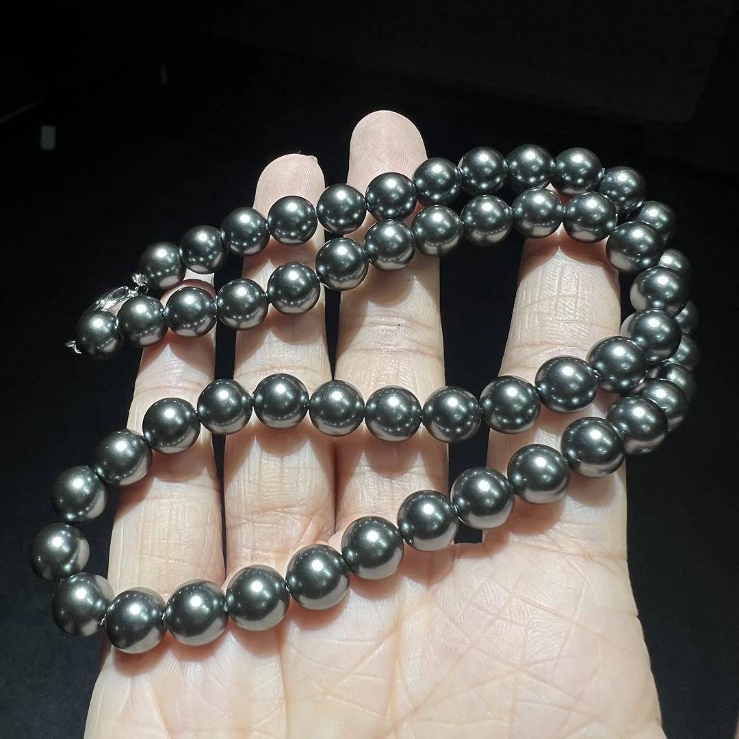 非金属仿珍珠吊坠 YS8838 灰色贝珠圆珠项链