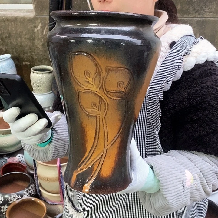 紫砂花盆瑕疵口18高30