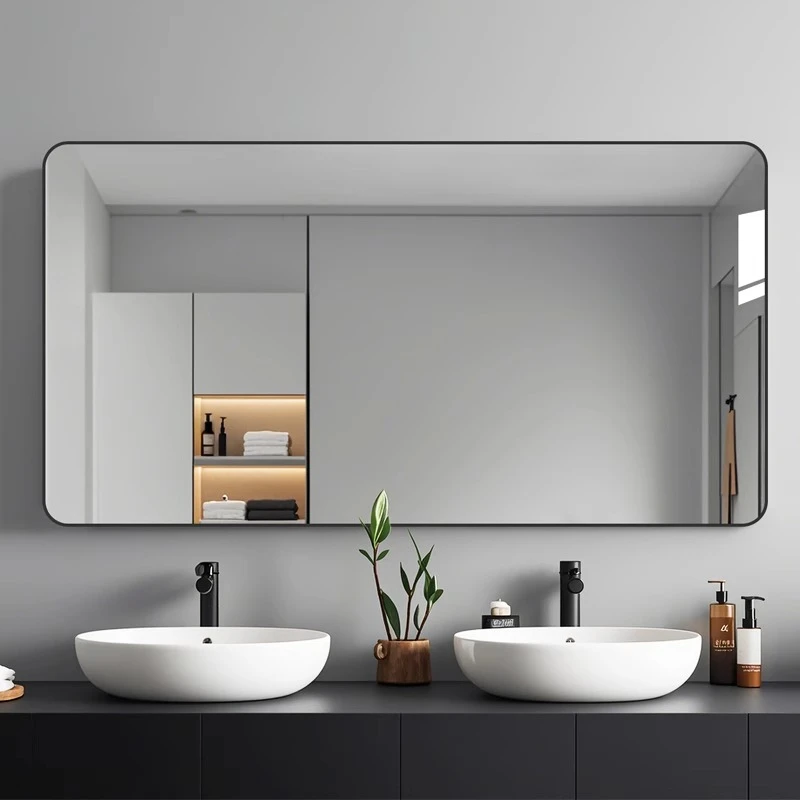 浴室镜子贴墙自粘卫生间洗手间厕所壁挂免打孔洗面台挂墙式化妆镜