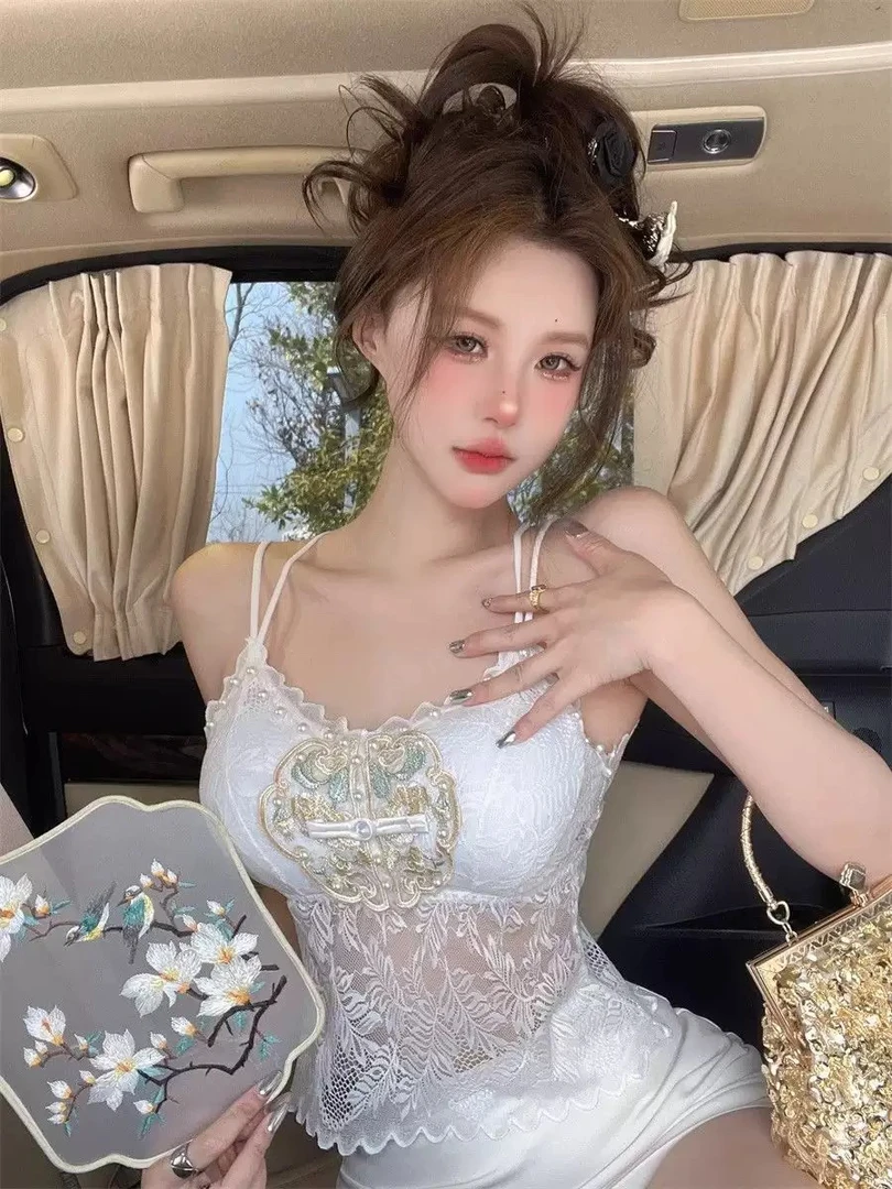 何晴晴新中式自制款美背吊带