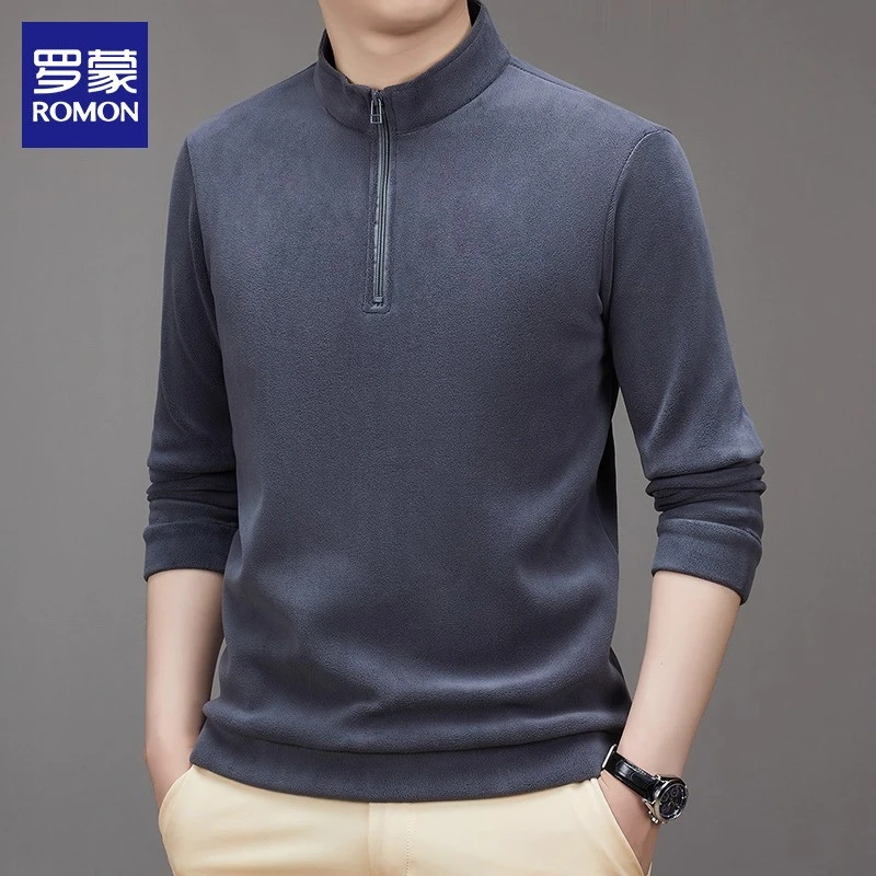 罗蒙休闲半拉链卫衣男士2025秋季新款运动上衣宽松百搭长袖t恤男