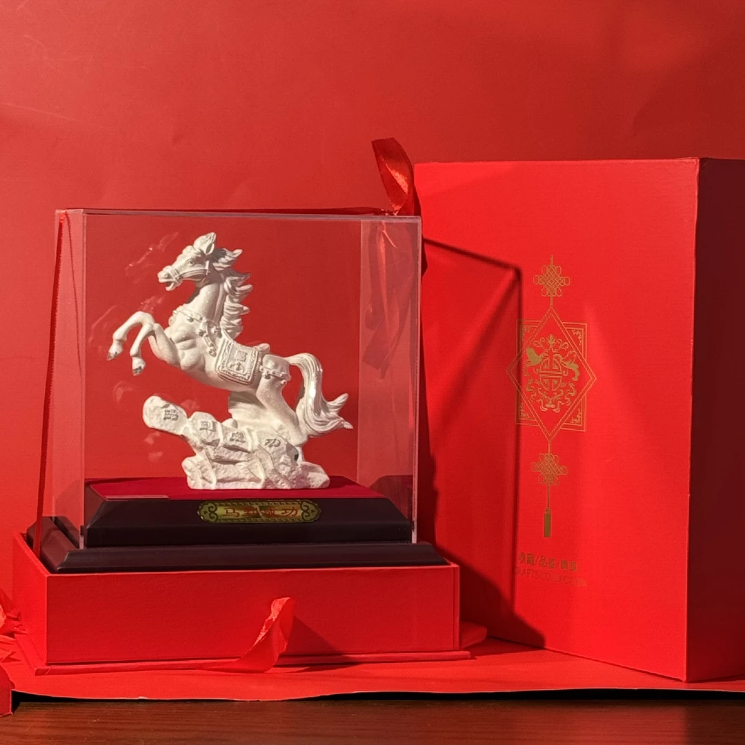 风雅棠 足银银制品 投资银足银马到成功工艺银摆件生日开业送礼品