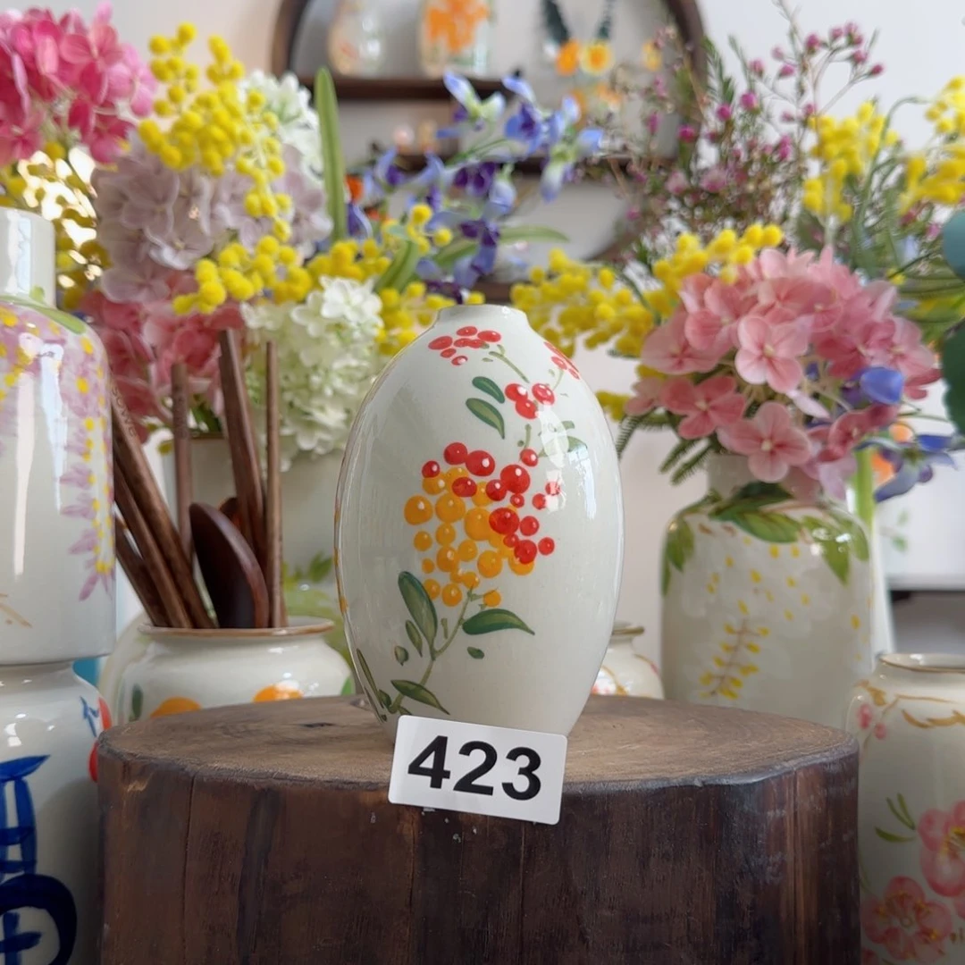 摆件景德镇纯手绘陶瓷小花瓶摆件无孔