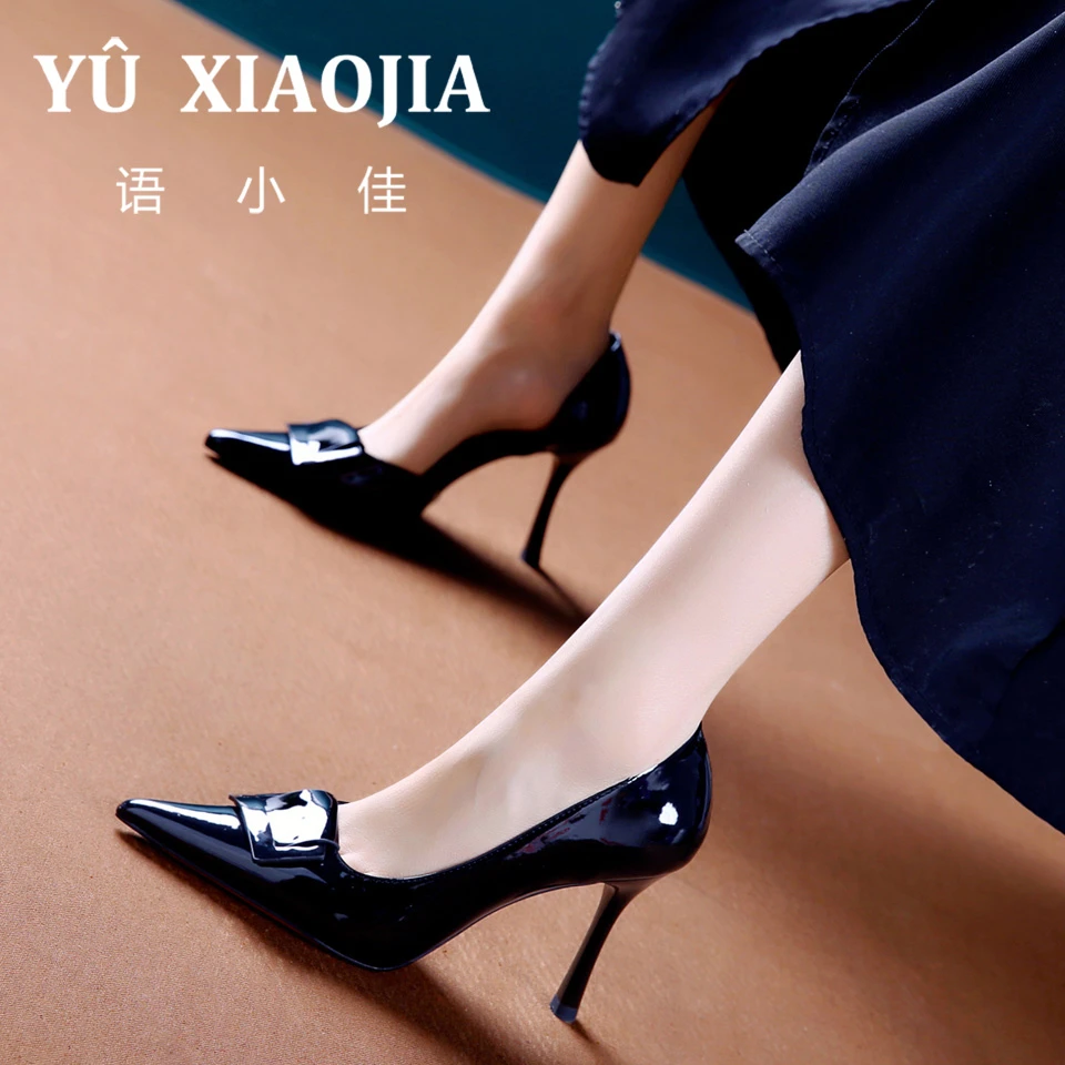 8CM[已开价]2025春季漆皮裸色侧空细跟单鞋尖头高跟鞋女B3325-18