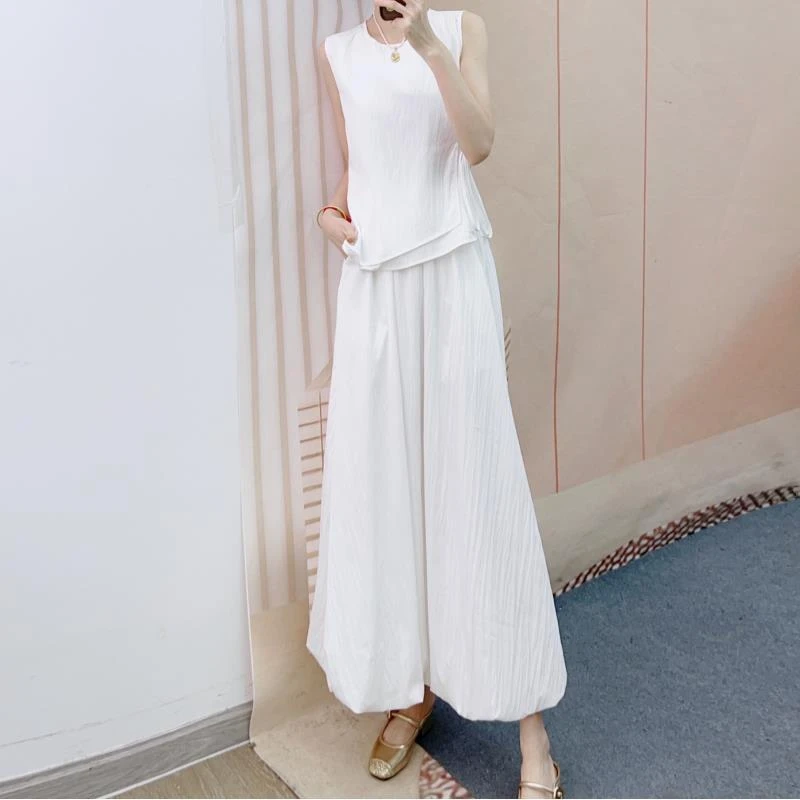 193拼接无袖上衣衫+花苞半身裙两件套裙193/XY