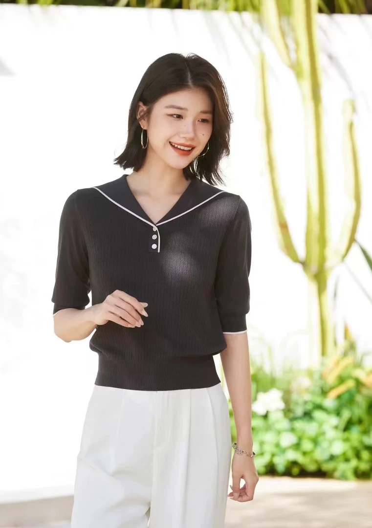 衣联服饰精品妈妈款秋款中袖天丝上衣1522