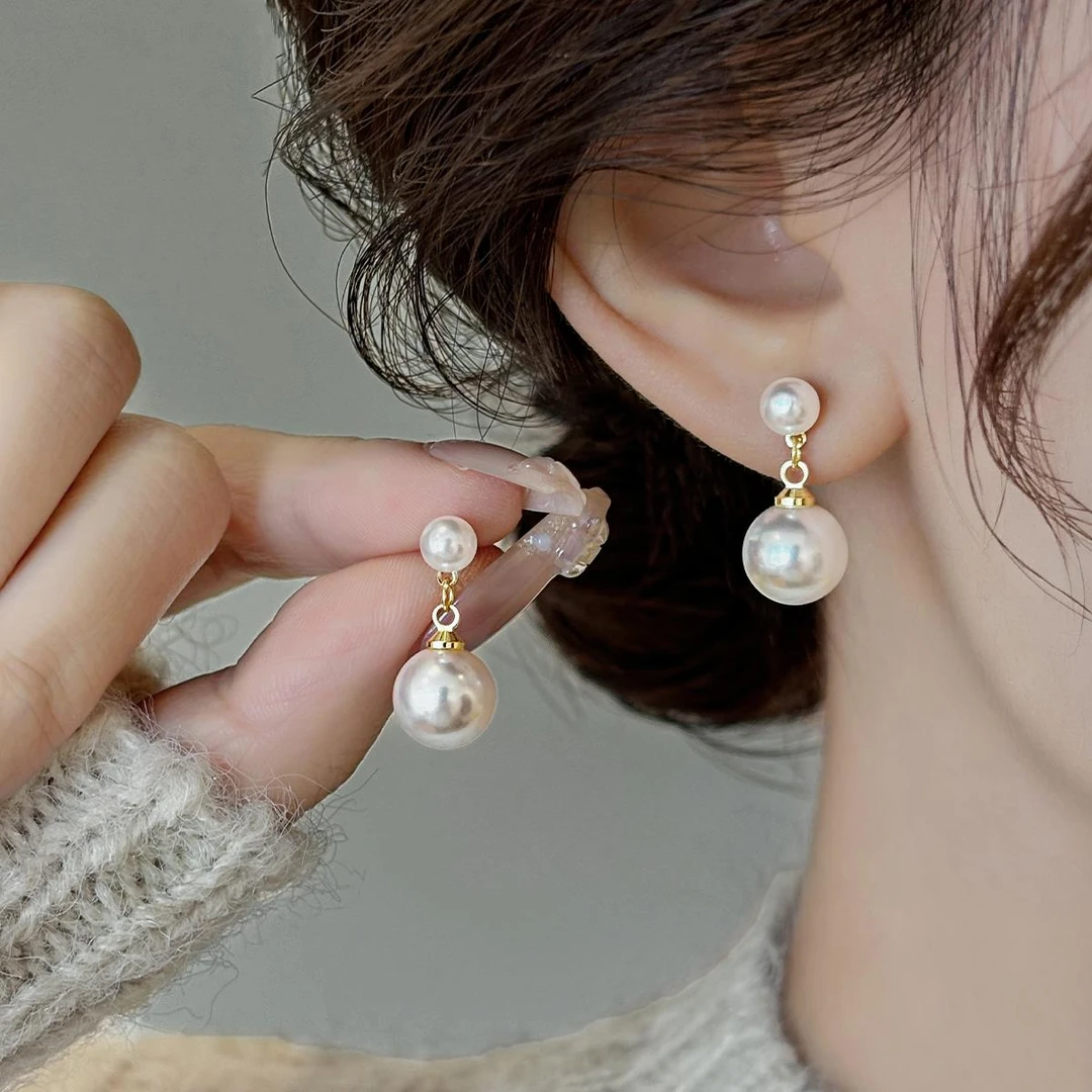 CAIEM KAIET 925银耳饰 长款显脸瘦珍珠耳钉S925银时尚百搭耳饰