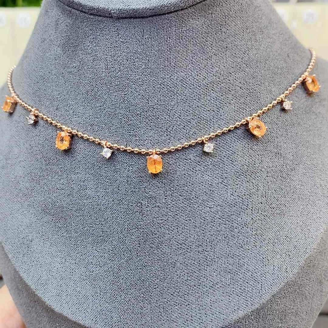 银S925镶嵌颈饰石榴石（芬达石）