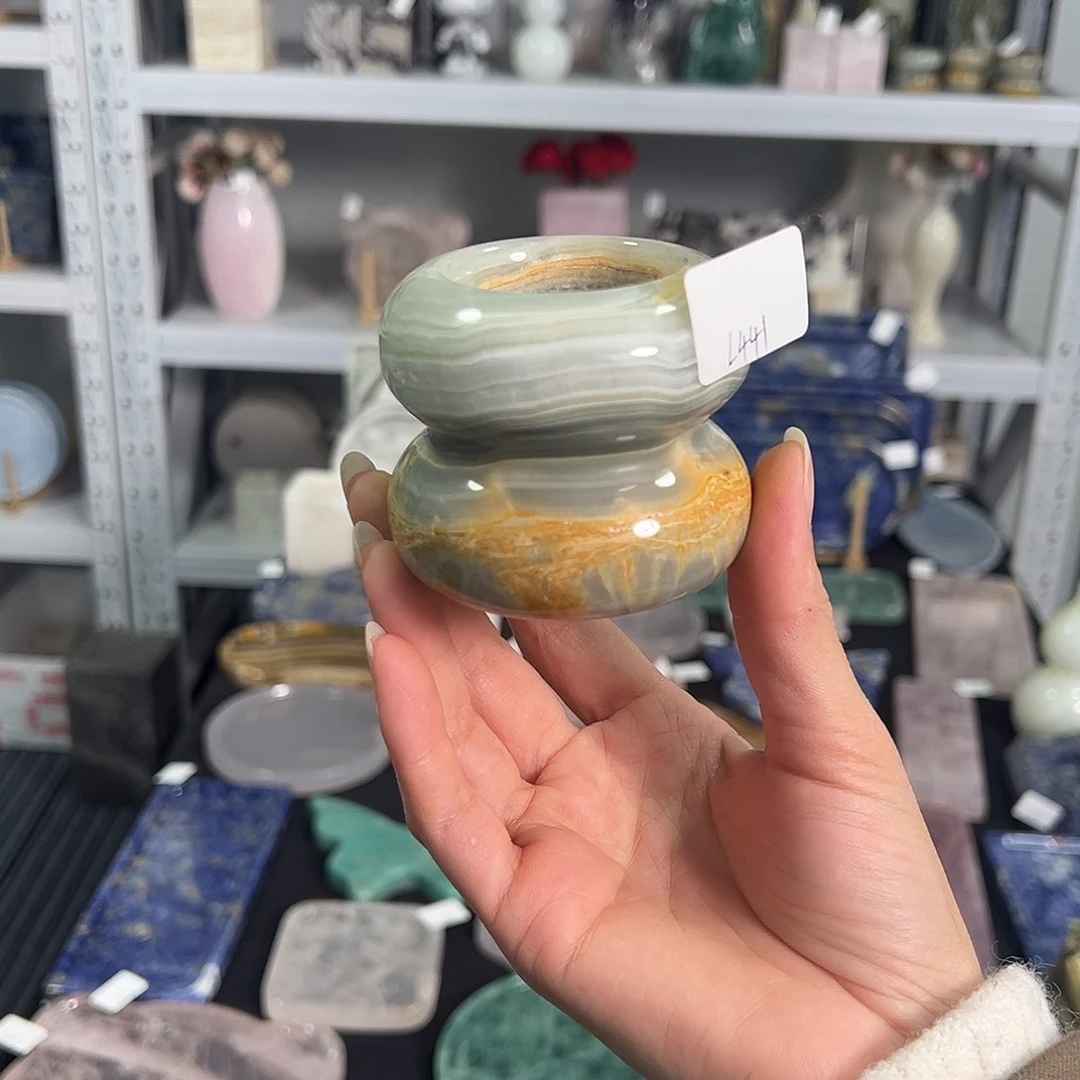 石材蓝冰玉甜甜圈烛台441