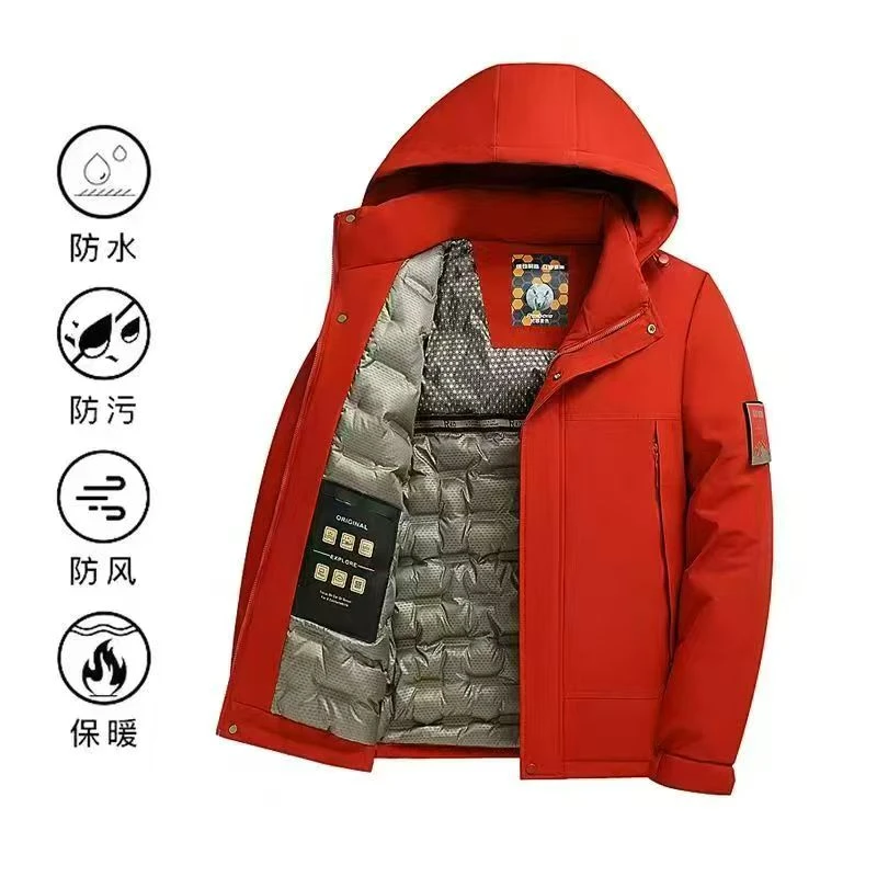 绵内胆加厚棉服冬季保暖可拆帽时尚户外滑雪外套