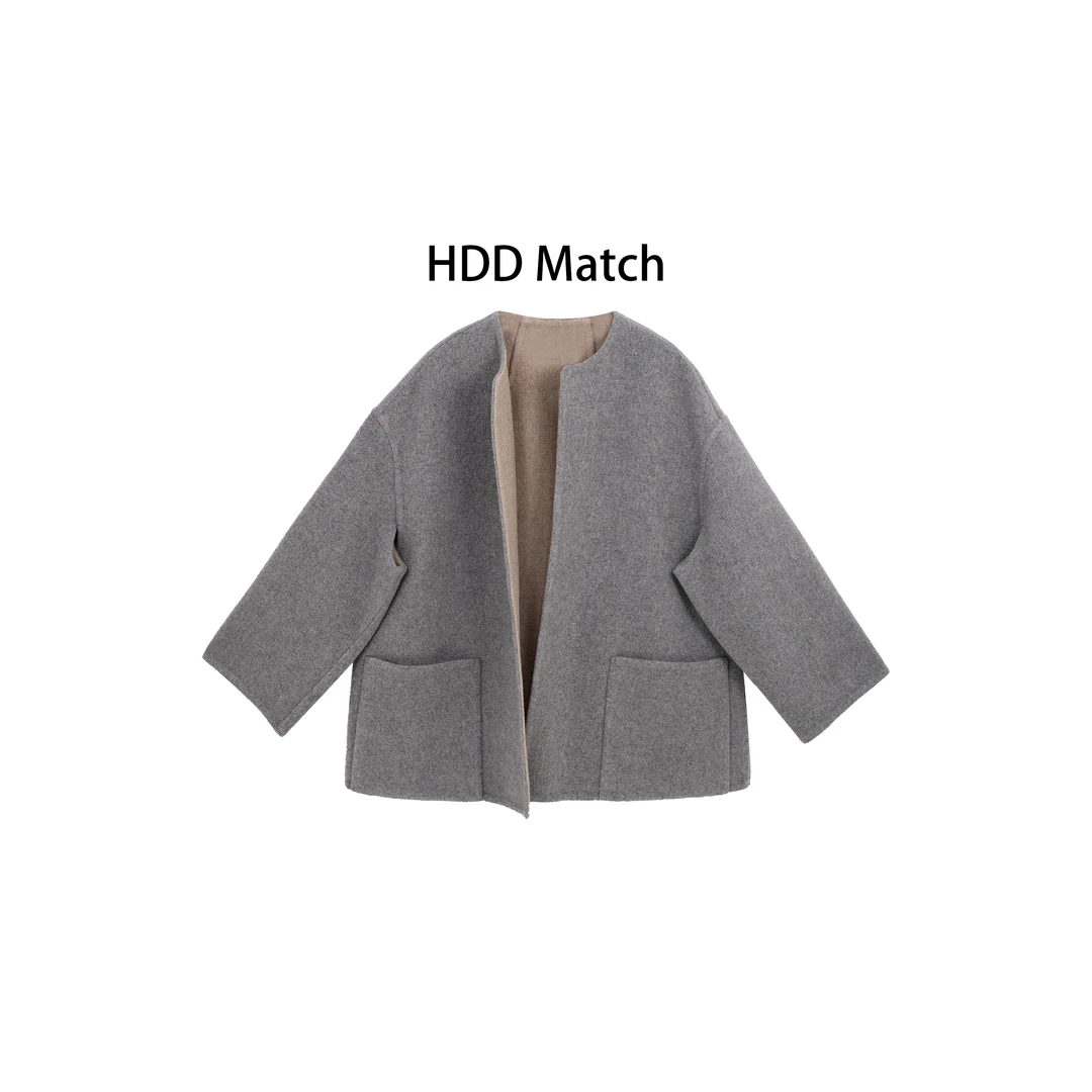 HDD- "大衣方式" 羊毛 秋季女款韩版宽松慵懒手工大衣外套 Y8924