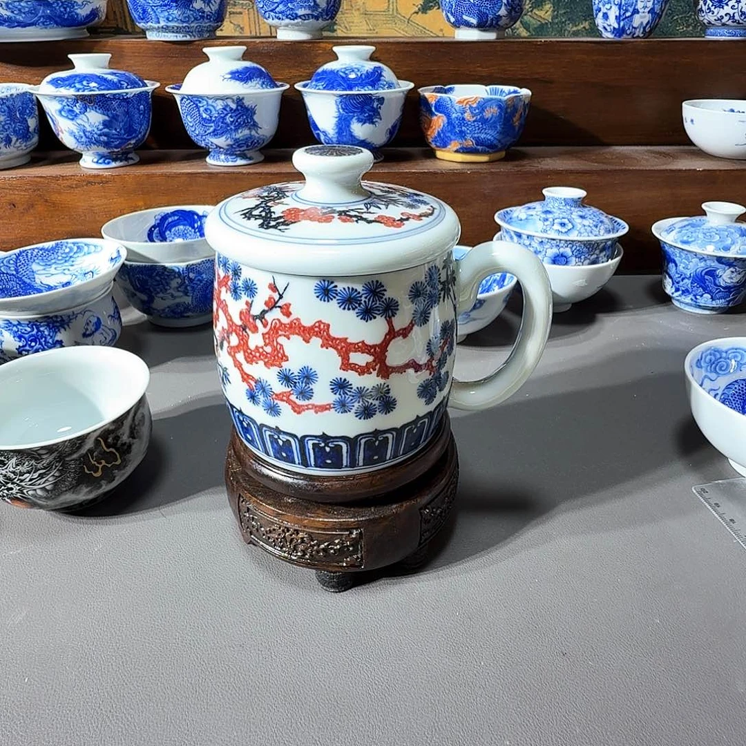 泥塑老板杯手工手绘