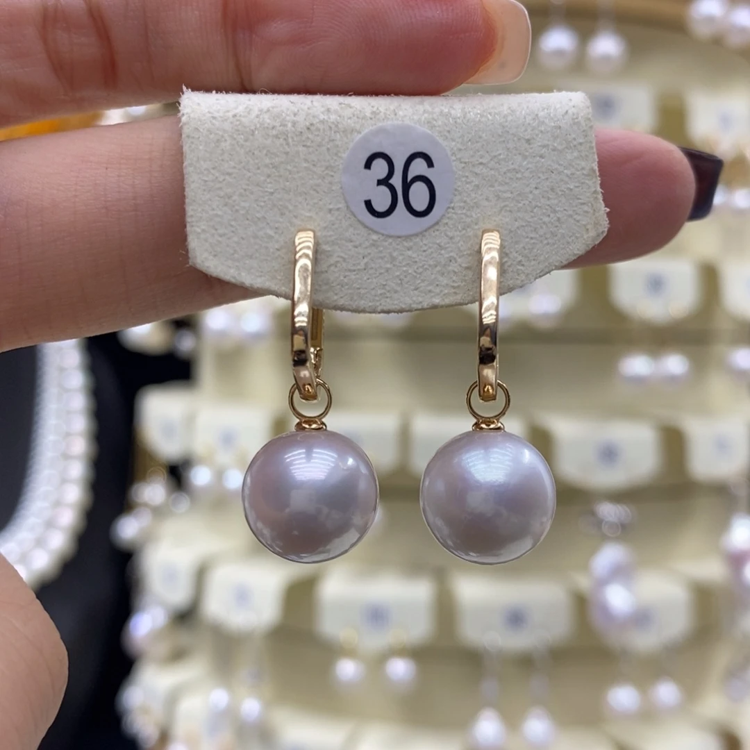 银S925镶嵌淡水珍珠耳饰