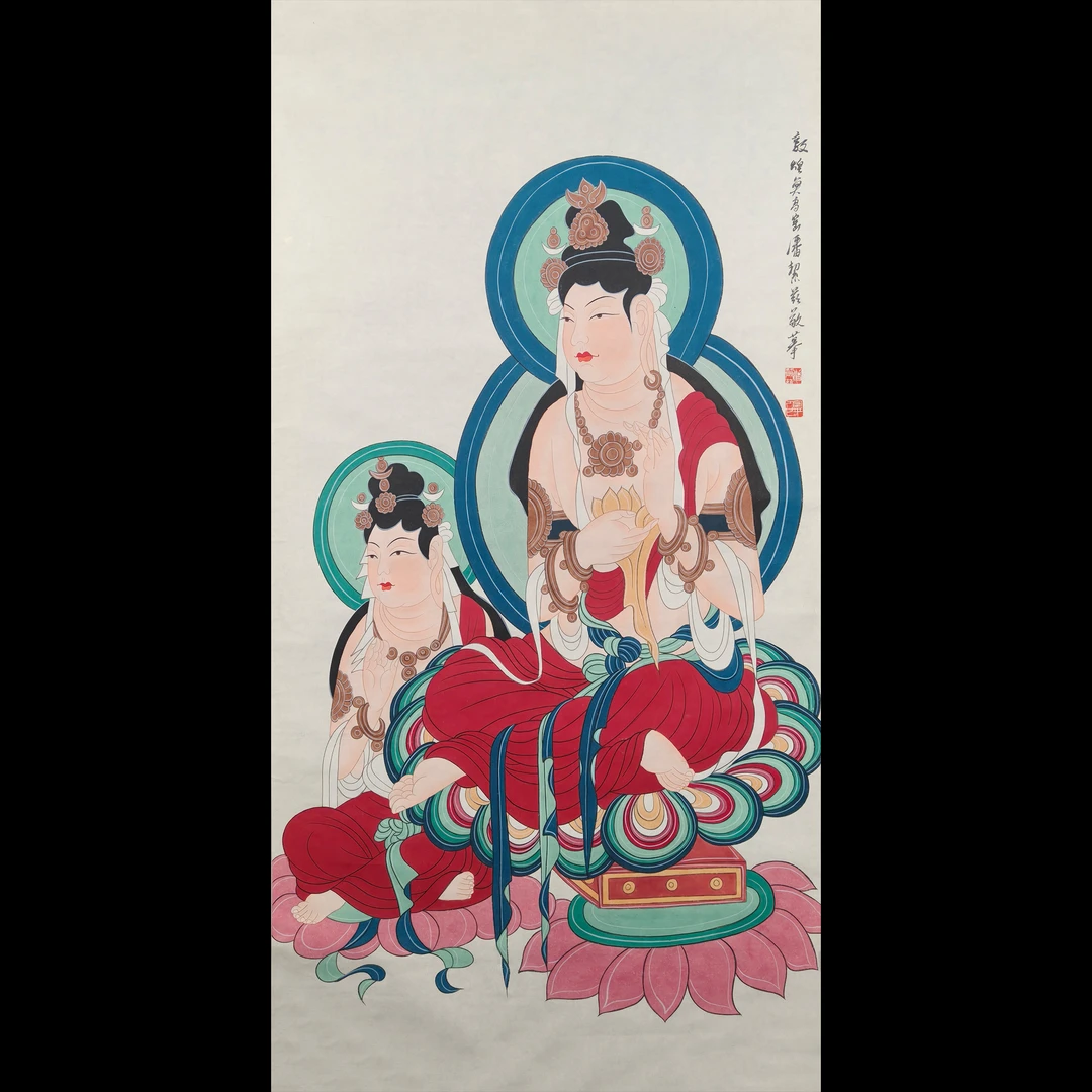 Lot.0843   潘絜兹《佛像》托底132*67cm 约8平尺