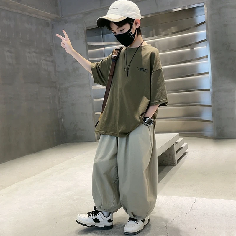 男童夏装短袖套装2025新款中大装夏季男孩运动痞帅气时髦潮酷时尚