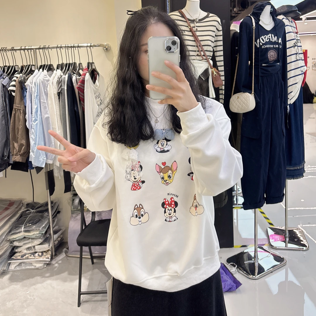 2025新款秋季大码时尚洋气卡通印花长袖气质宽松显瘦百搭女卫衣