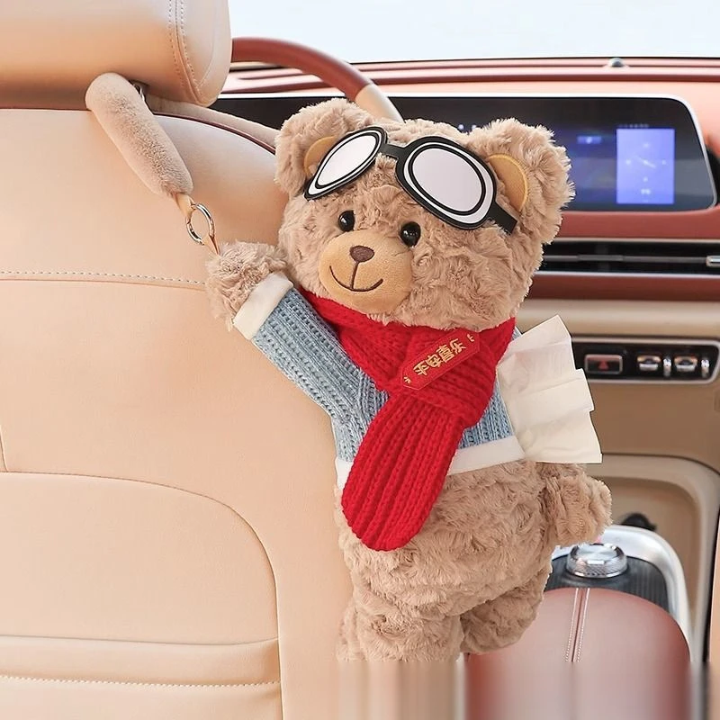 新款创意车载迷你纸巾盒汽车挂式高级感可爱卡通车内装饰挂件