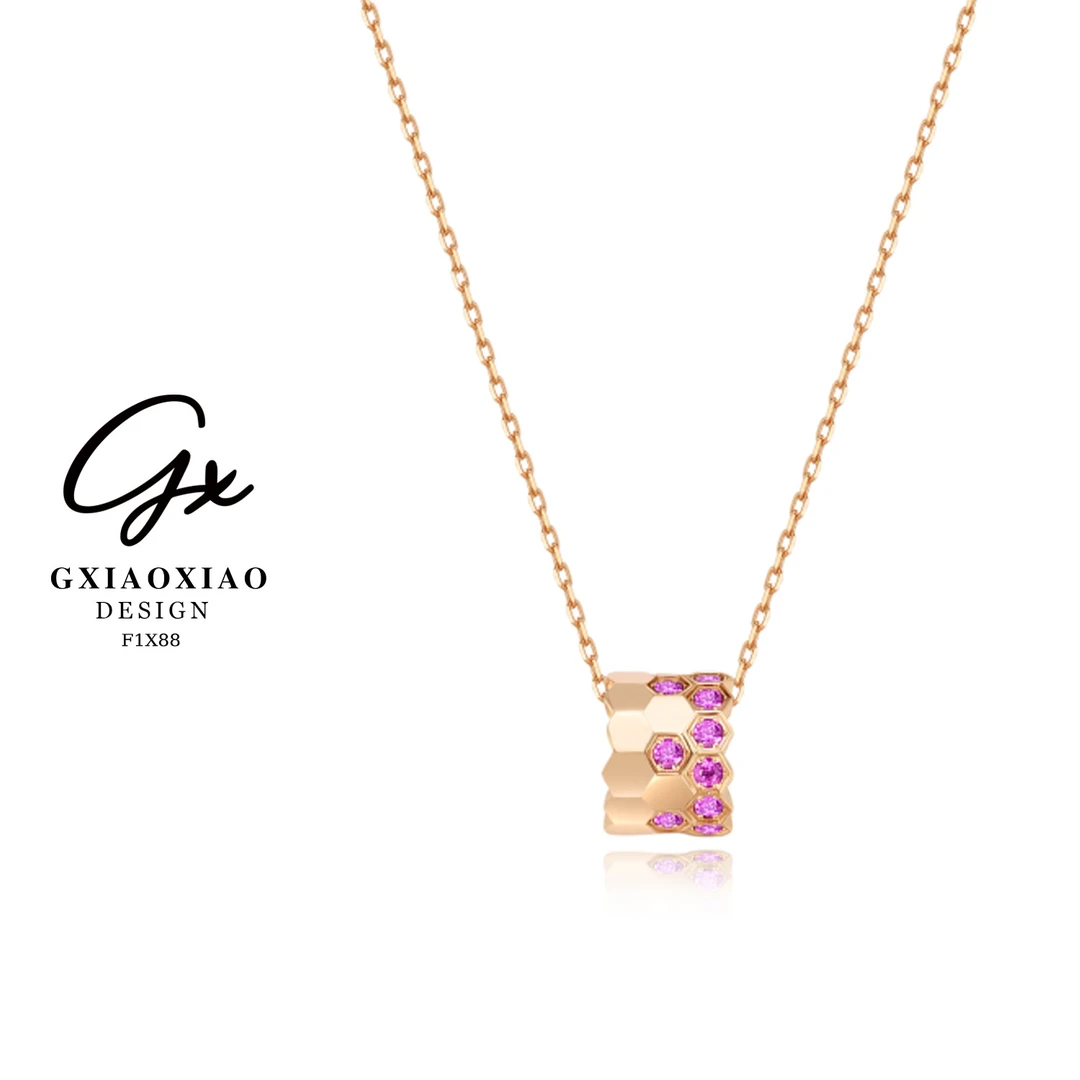 坠链均925银合成锆石 GXX 轻奢气质高级感经典蜂巢项链 F1X88