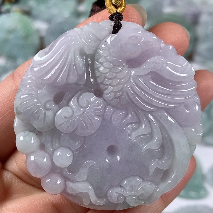 颈饰未镶嵌翡翠如意凤凰扣两面工艺福利卡厚11+
