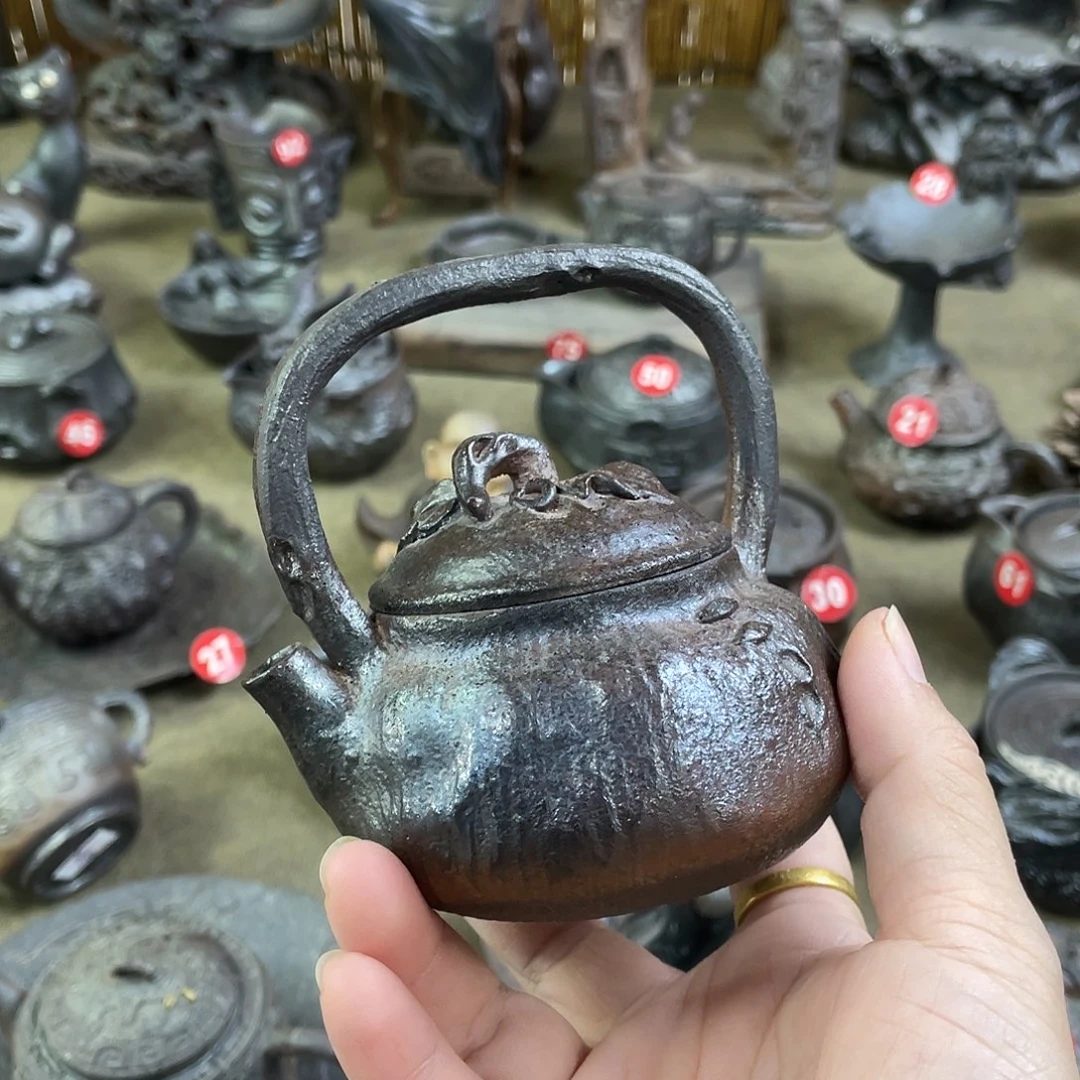 柿子提梁全手捏柴烧