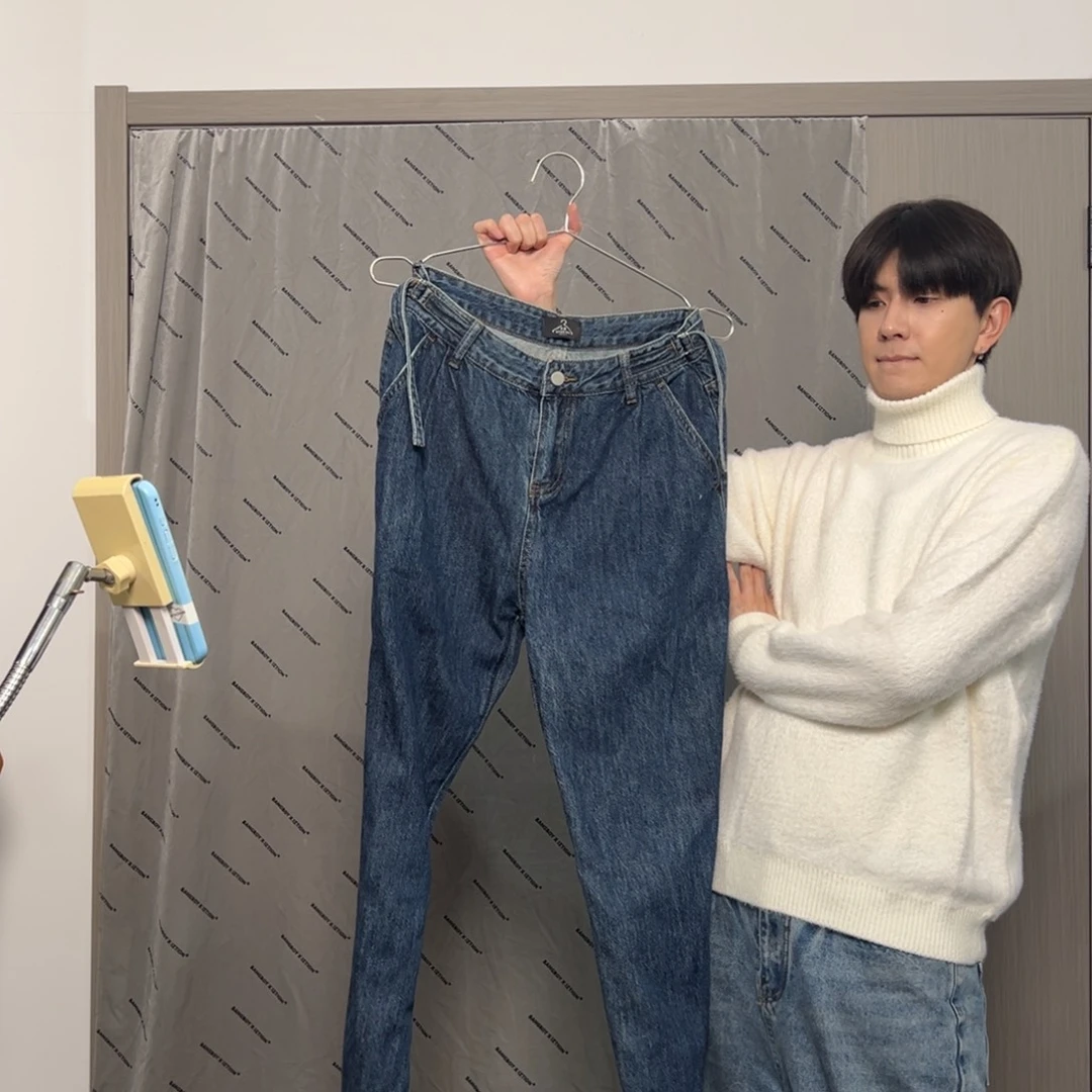 潮流时尚蓝色牛仔裤xl