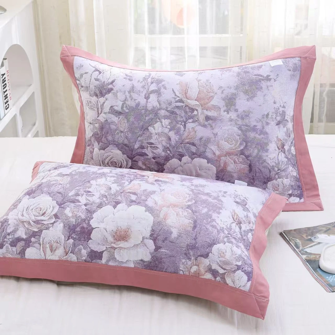 云锦浮雕艺术纱布枕巾--梦幻花海