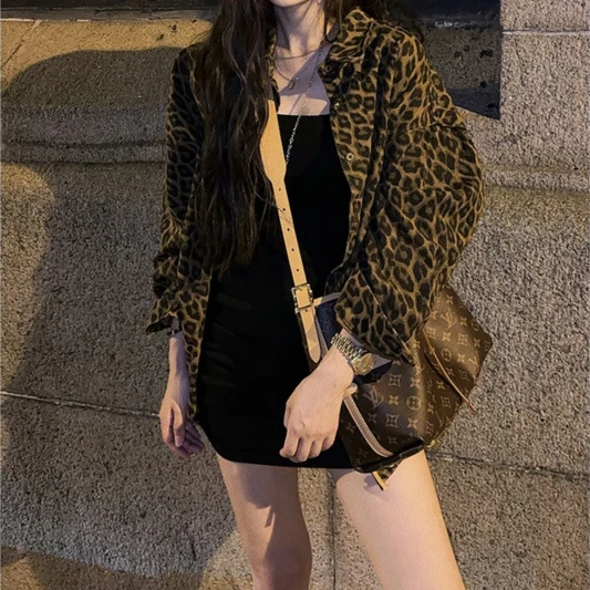 CHICHEN/晨妍-豹纹衬衫外套-修身百搭针织背心短裙+秋冬衬衫外套