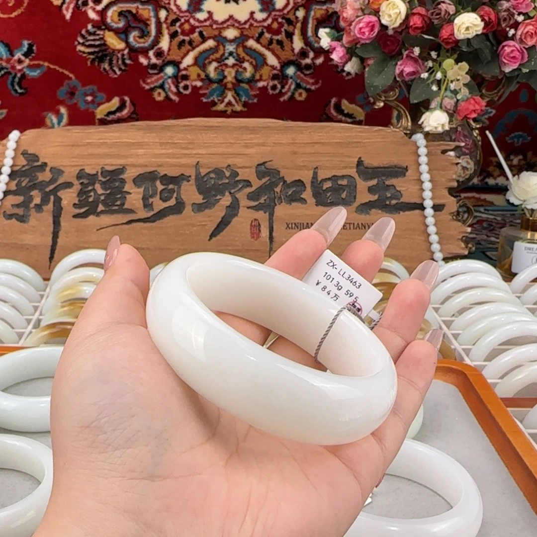 未镶嵌手镯和田玉新疆和田玉羊脂白玉手镯宽版轮胎镯条宽20+
