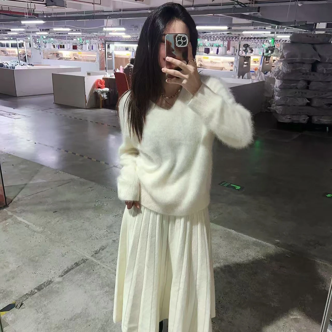 【“绒”生富贵系列】100%其他特种小动物绒长裙贝贝白R1211-3