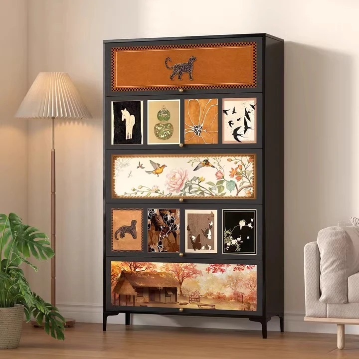 【二手价】钢制鞋柜家用落地多层中古风置物架入户玄关多层楼道鞋架