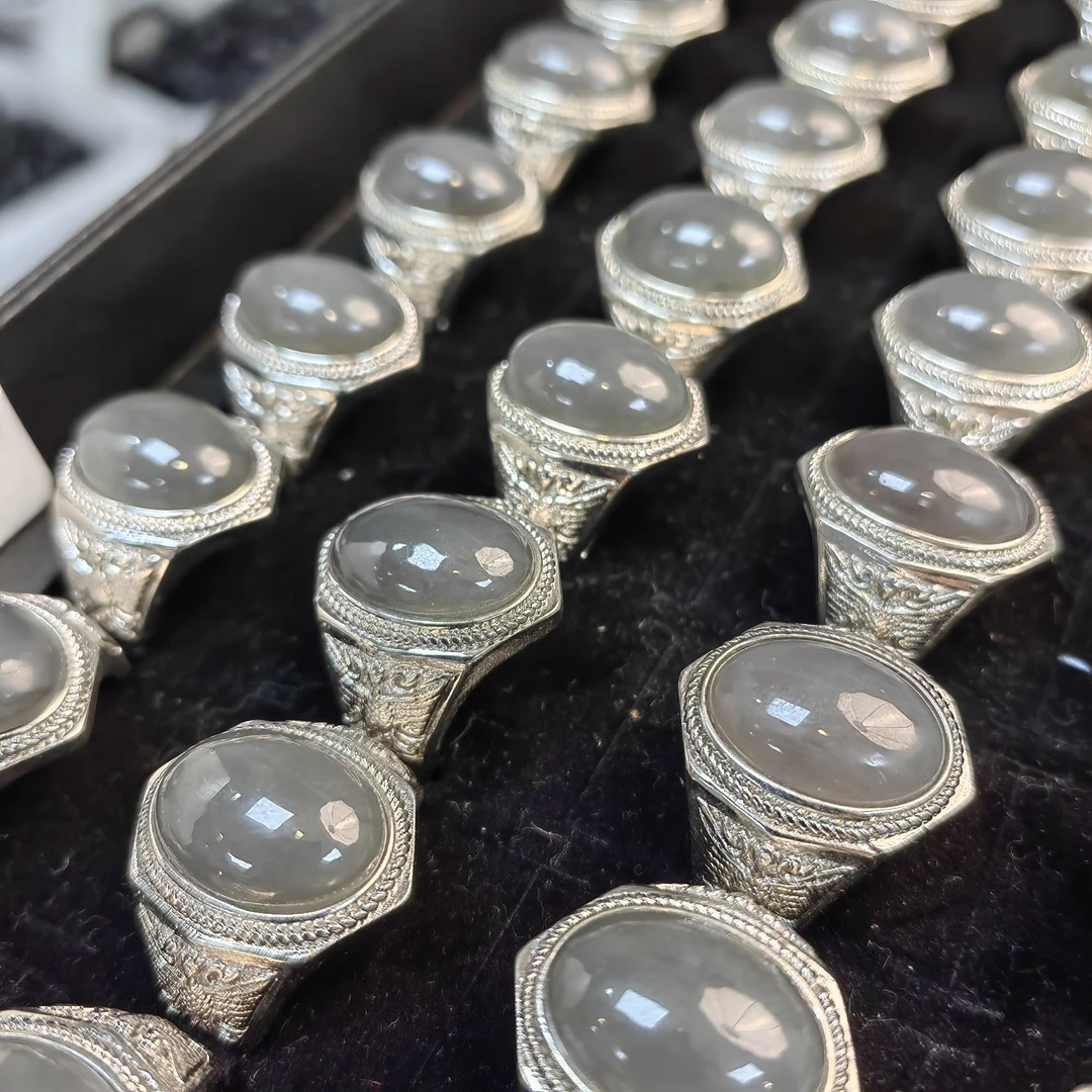 A88青花 鸽子蛋戒指 戒面 2厘米