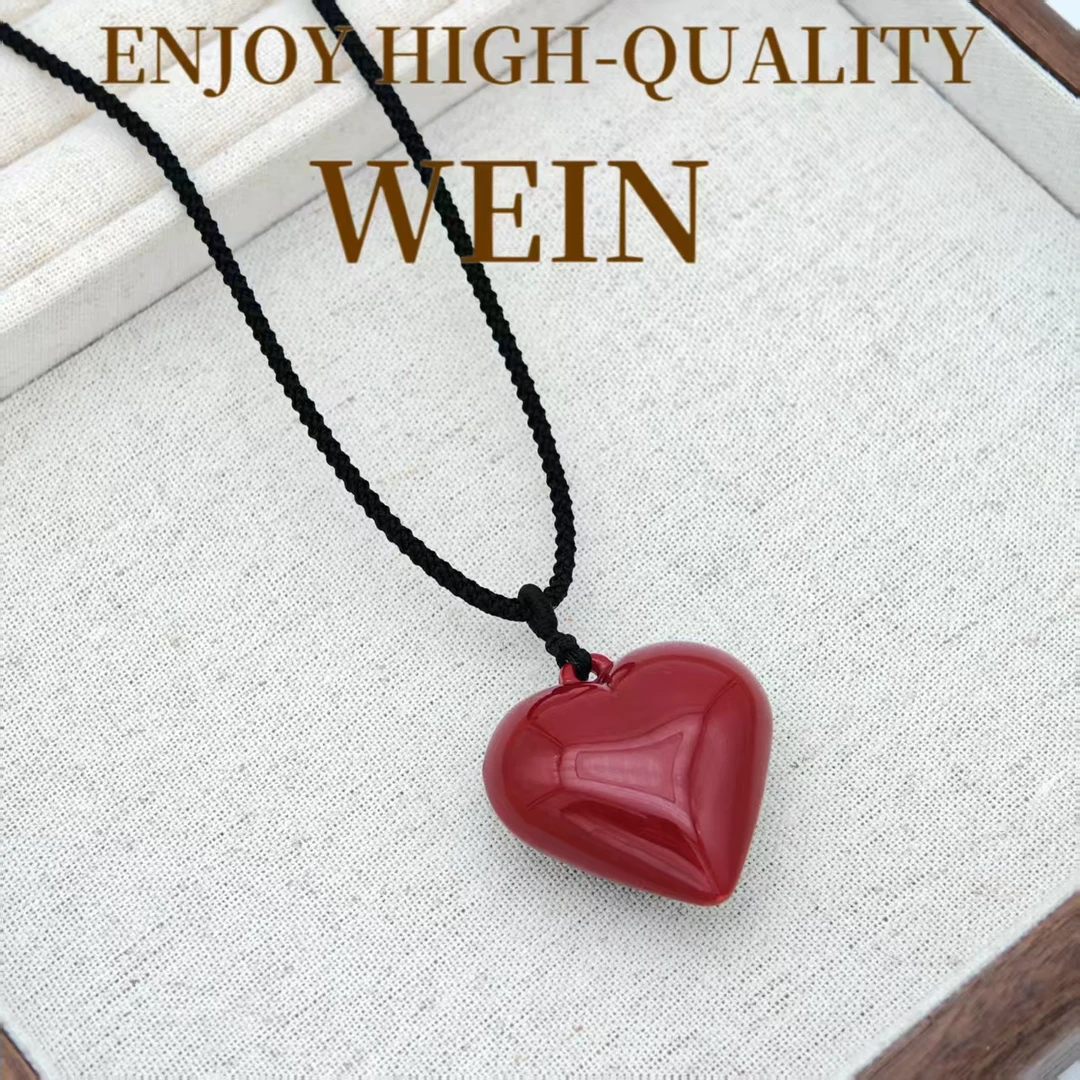 WEIN 非金属布艺项链 安可拉红色爱心时尚手工百搭气质甜美简约
