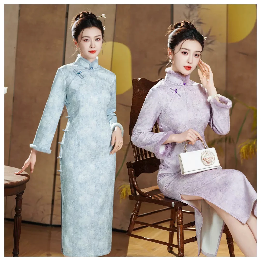 【加绒加厚】2025秋冬新年轻时尚显瘦新中式改良日常气质年轻旗袍HQ