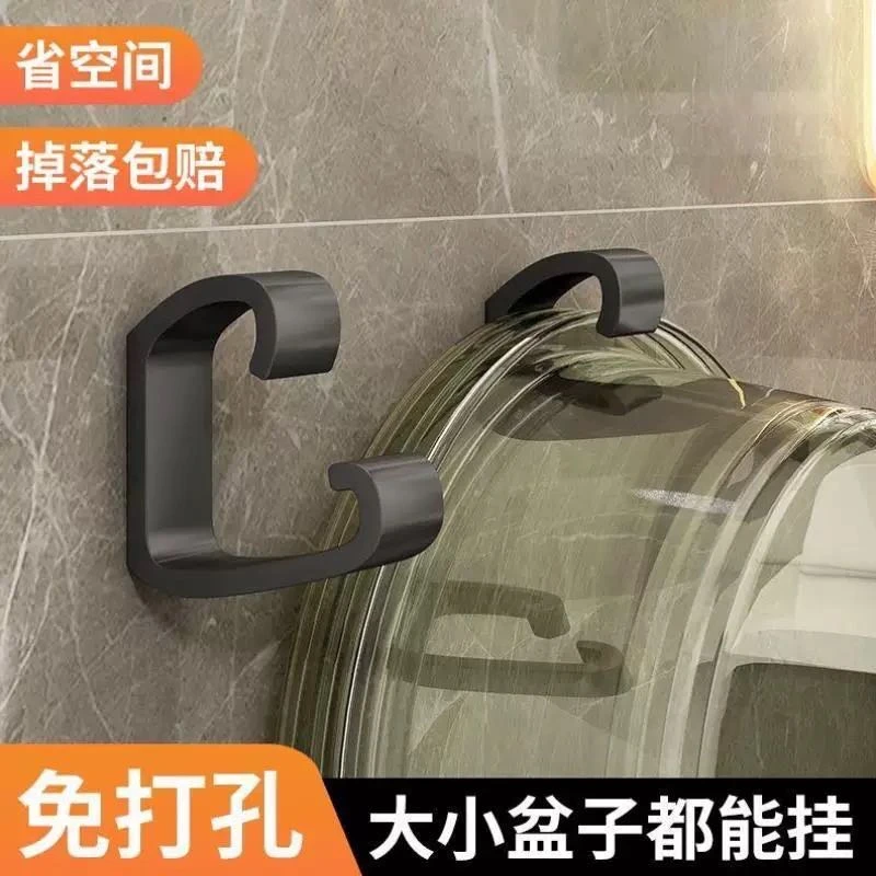 新疆包邮太空铝卫生间浴室壁挂式免打孔洗脸盆收纳架子置物架挂钩