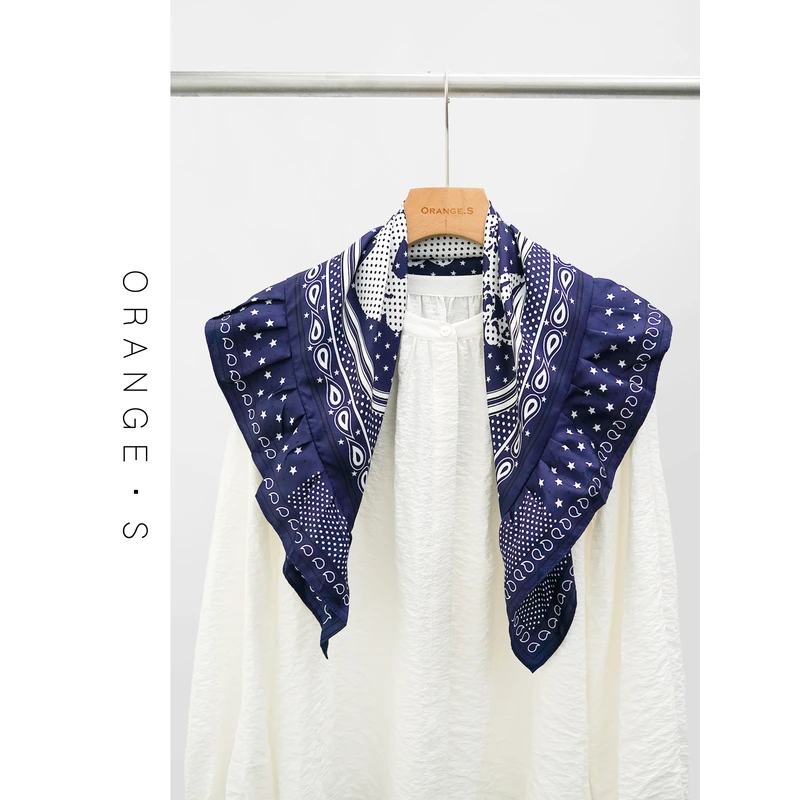 【星点荷叶边】千呼万唤的明星同款~100桑蚕丝真丝斜纹绸围巾68cm