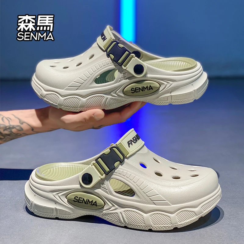 森马洞洞鞋男款夏季2025新款外穿防滑沙滩鞋开车两用踩屎感凉鞋男