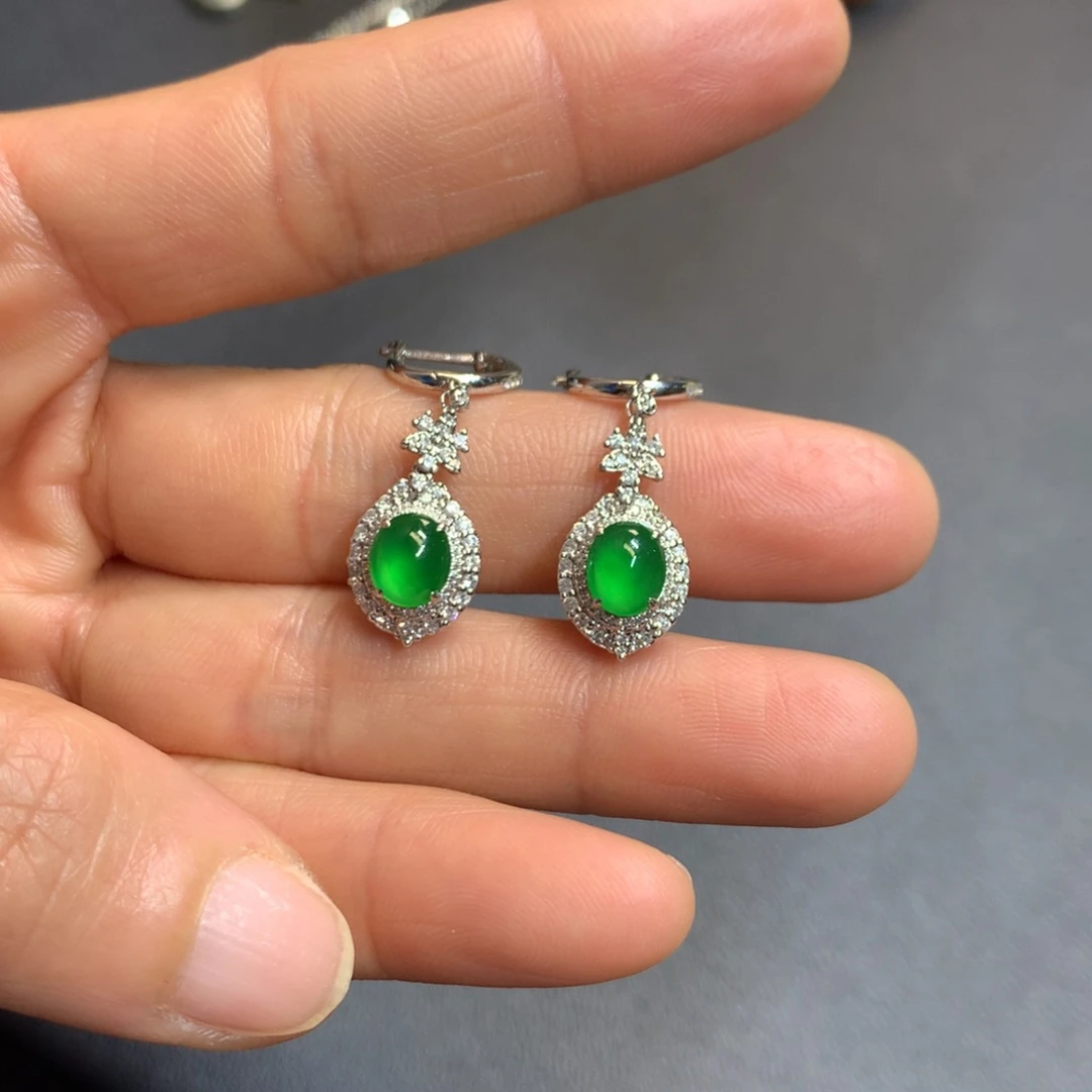 翡翠耳饰18K金镶嵌耳饰