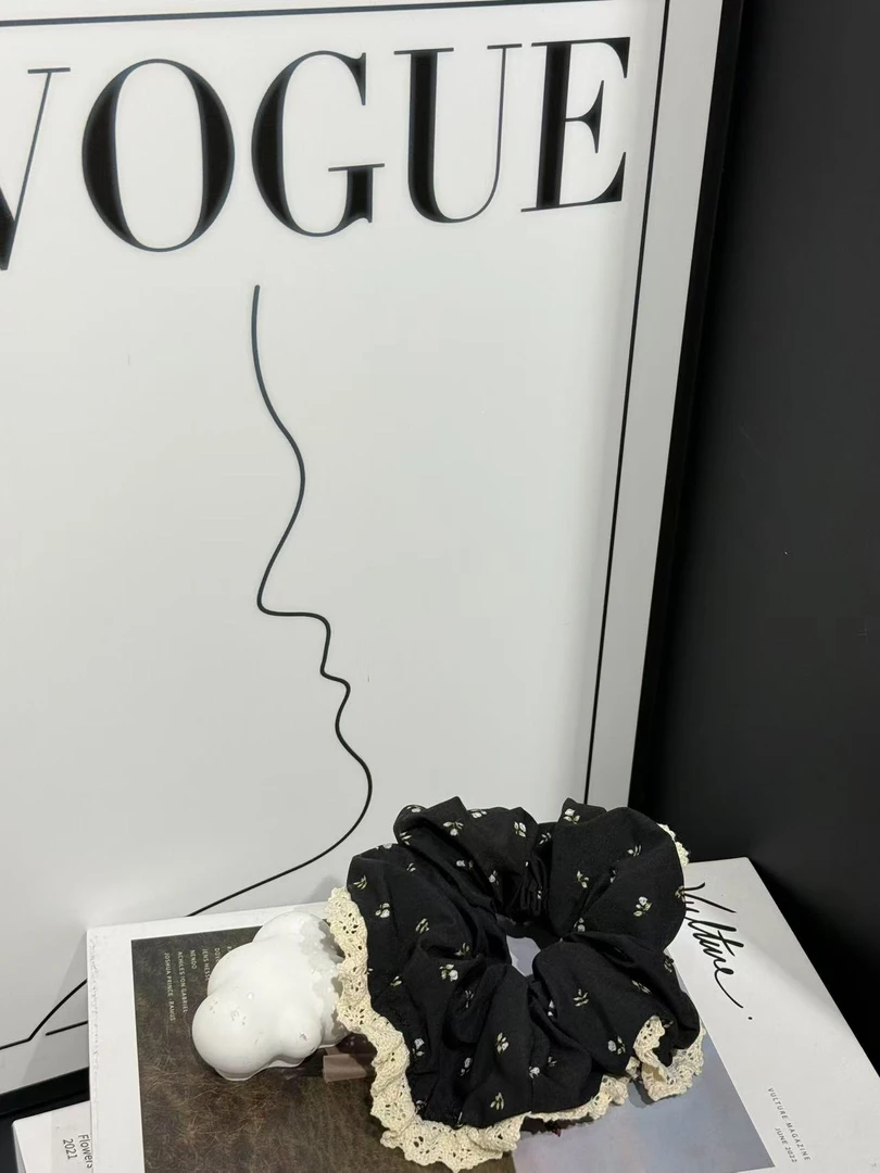 碎花蕾丝边法式可爱风发圈011