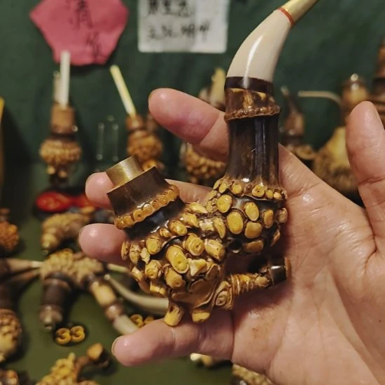黔***用贵州特色竹根烟斗工艺品手把件